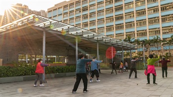 Hard paved areas are also provided for low-impact exercise such as Tai chi. These exercises can help to improve mental well-being by reducing stress, anxiety and depression.